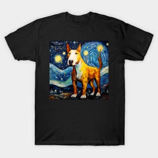 Bull Terrier Portrait in Starry Night style T-Shirt